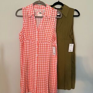 NWT bundle of 2 Size L. SO brand perfect vacation dresses! Olive/pink & orange